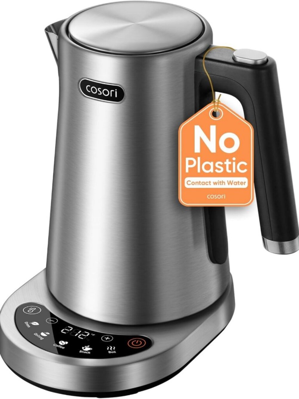 Stainless Steel Electric Kettle with Temperature Control, 1.7L Capacity